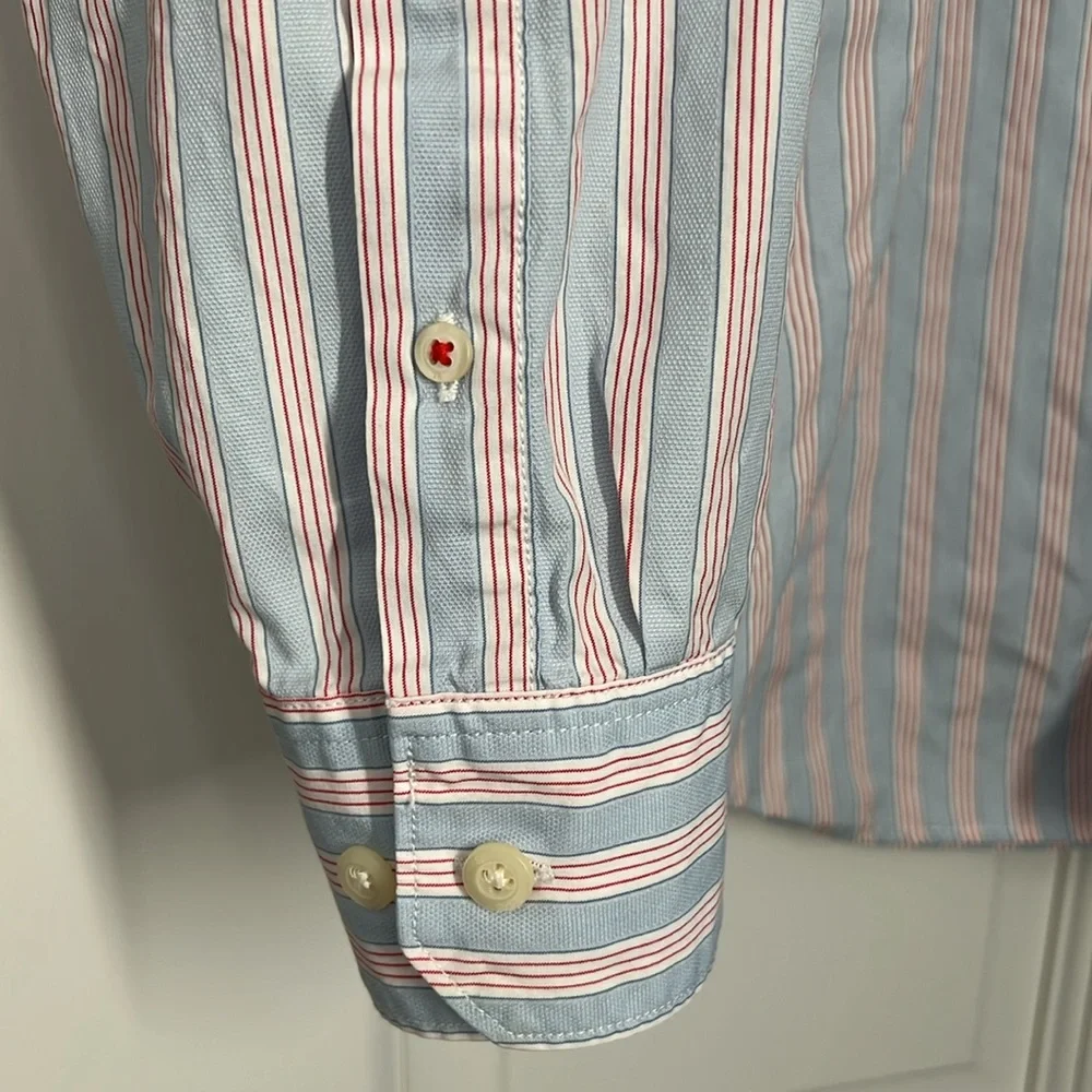 Banana Republic RWB stripe button shirt. Men’s Large - Picture 4 of 7